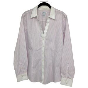 Brooks Brothers Light Pink Pinstriped Button up Long Sleeve Dress Shirt size 14